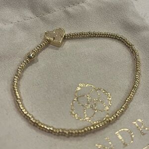 Kendra Scott Ari Heart Gold Stretch Bracelet in Iridescent Drusy